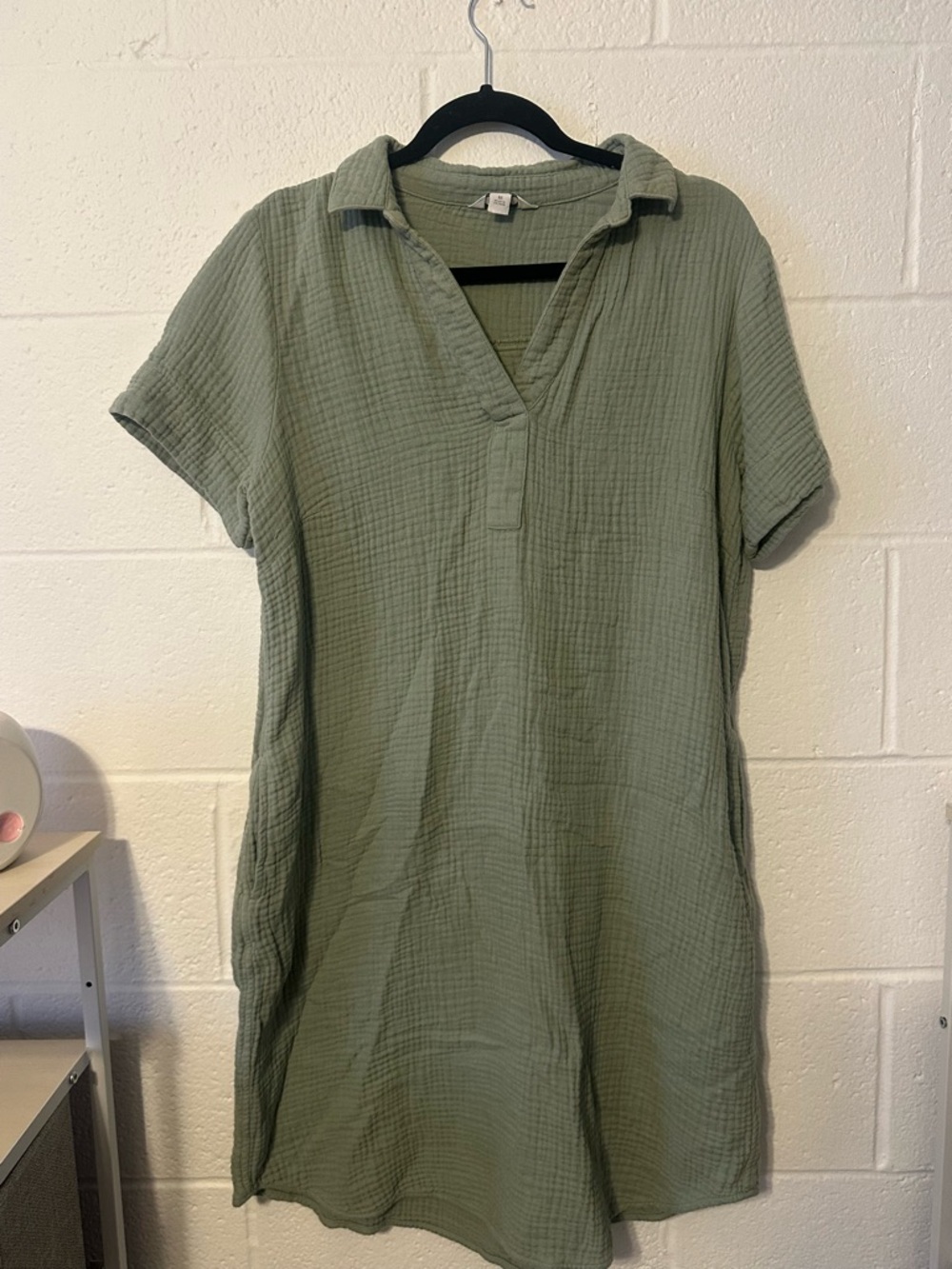 Mint Green Textured Gauze Casual Dress - Picture 4 of 6